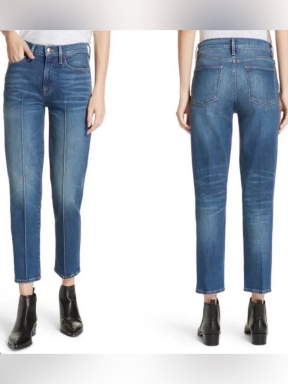 NWT  FRAME Le High Straight Leg Jeans with Pintuck Front Seam Size 27